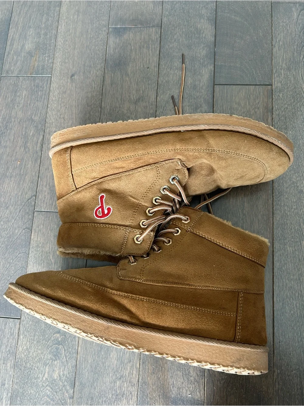 FOCO Philadelphia Phillies Men's Brown Faux Fur Lined Lace-Up Ankle Boots US 10